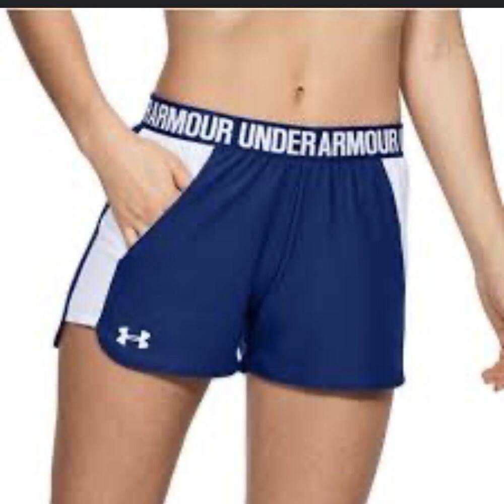 Under Armour Play Up 2.0 Women's Shorts Purple Logo Band Pockets!! Unlined MED